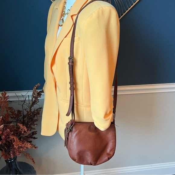 Lucky Brand Jade Leather Hobo Crossbody Bag with Tassel Accent - Picture 8 of 9